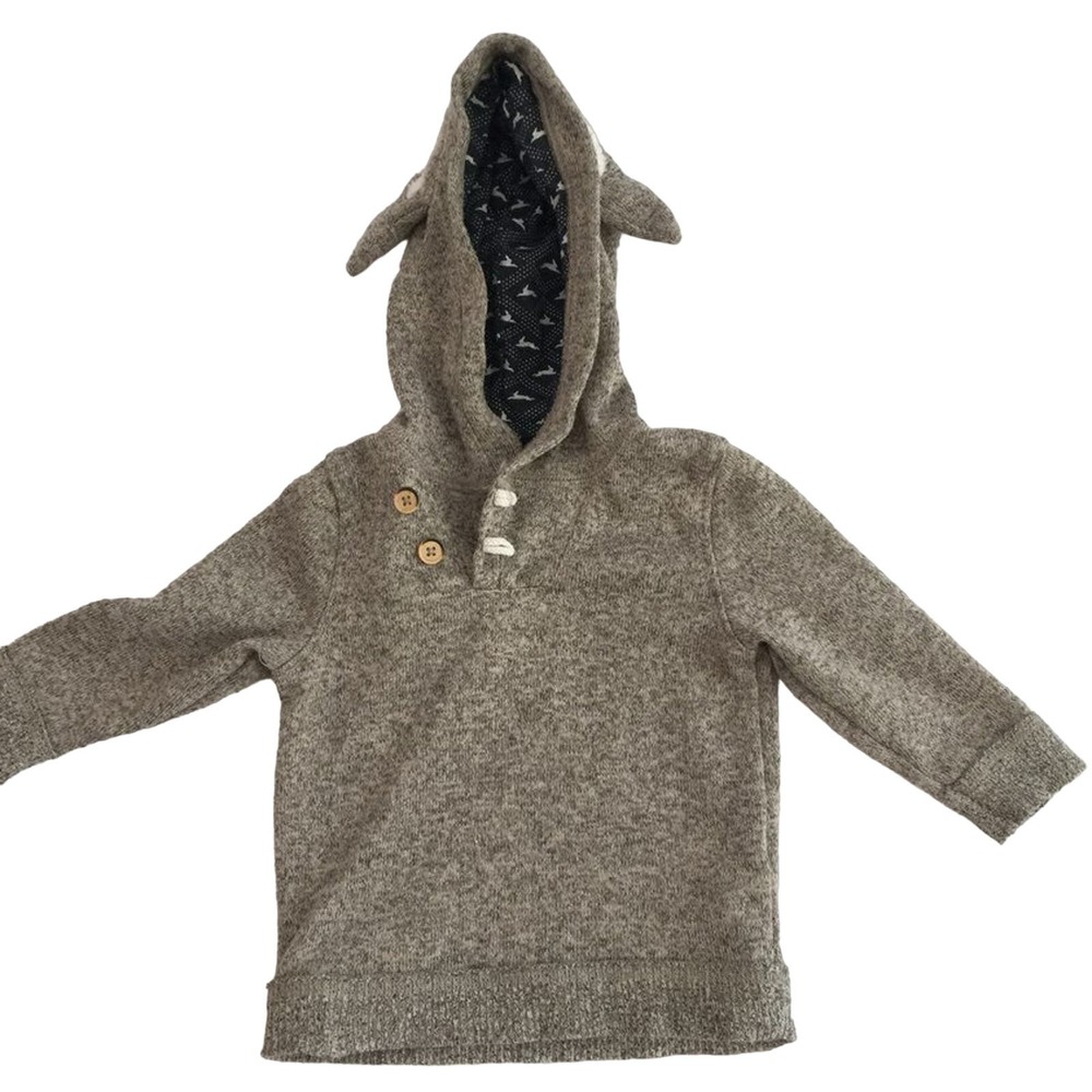 Genuine Kids OshKosh Bunny Hoodie Size 18M Long Sleeves Pullover Tan Bunny Ears